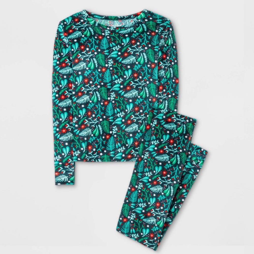 2 piece floral pjs Christmas pijama